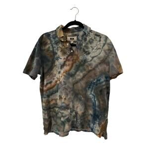 Tie Dye Polo Shirt | Men’s Shirt | Dark Toned Geode Ice Dye | Upcycled Fashion